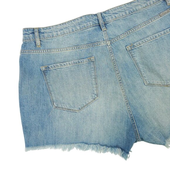 KanCan Isabelle Ultra High Rise Mom Shorts Womens XL Light Wash Distressed Denim - Picture 10 of 13